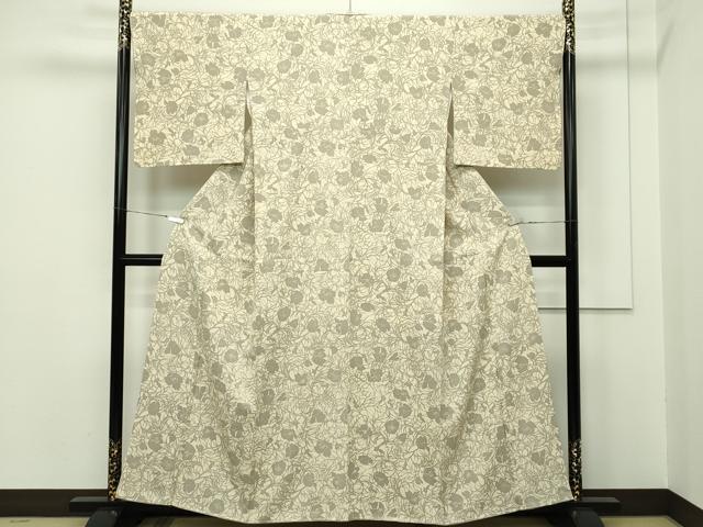 平和屋本店■希少　染織作家　渋紙型　渋谷和子　小紋　枝花文　反端付き　逸品　未使用　CZAA2202s5