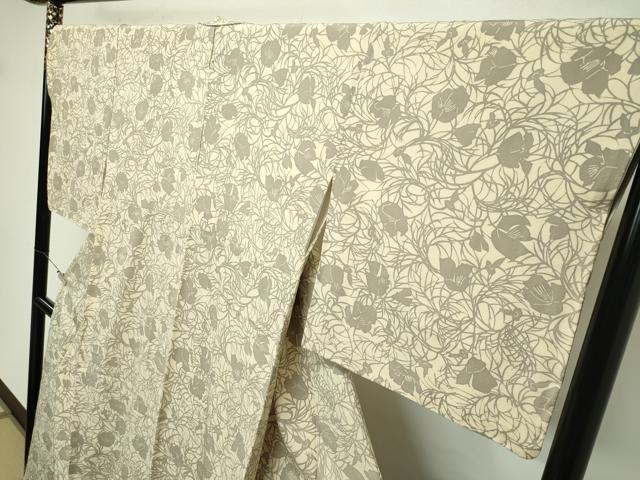 平和屋本店■希少　染織作家　渋紙型　渋谷和子　小紋　枝花文　反端付き　逸品　未使用　CZAA2202s5