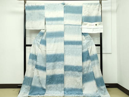 平和屋本店●極上 お召 胴抜き仕立て 油滴天目染 草花地紋 暈し染め 反端付き 逸品 未使用 CZAA2209s5
