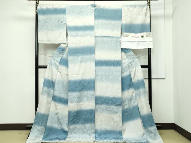 平和屋本店●極上 お召 胴抜き仕立て 油滴天目染 草花地紋 暈し染め 反端付き 逸品 未使用 CZAA2209s5