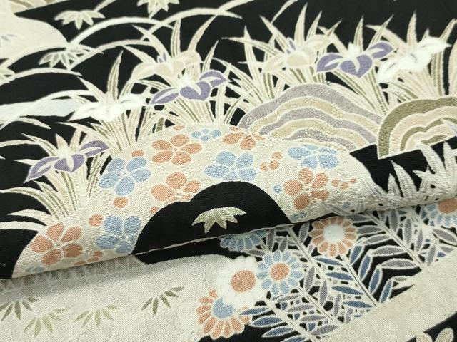 平和屋本店●極上 訪問着 風景文 黒地 逸品 CZAA2216s5