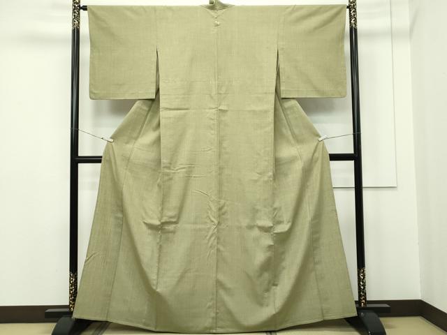 平和屋本店■極上　本場結城紬　重要無形文化財　奥順謹製　単衣　彩華帝　色無地　油色　証紙・鑑定証付き　逸品　CZAA2218s5