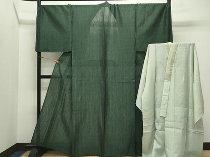 平和屋本店＊希少 男性 夏物 本場夏結城・長襦袢セット キングサイズ 野村半平作 証紙・たとう紙付き 逸品 未使用 CZAA2231s5