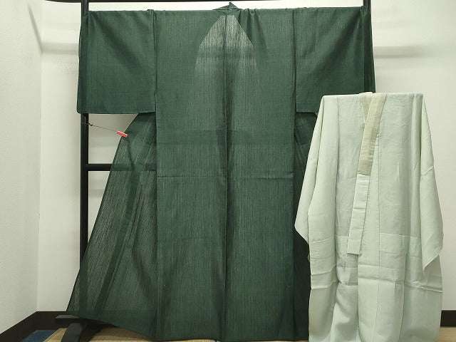 平和屋本店＊希少 男性 夏物 本場夏結城・長襦袢セット キングサイズ 野村半平作 証紙・たとう紙付き 逸品 未使用 CZAA2231s5