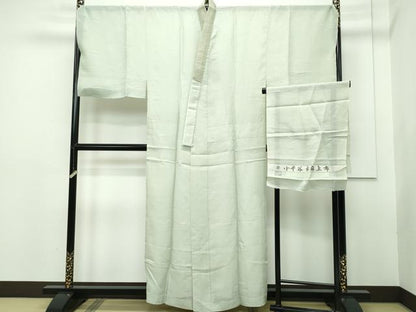 平和屋本店＊希少 男性 夏物 本場夏結城・長襦袢セット キングサイズ 野村半平作 証紙・たとう紙付き 逸品 未使用 CZAA2231s5