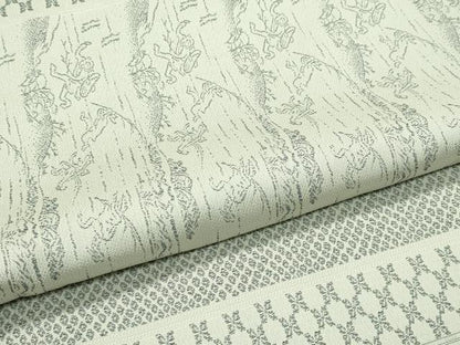 平和屋本店▽極上 お召 単衣 鳥獣戯画 白橡色地 やまと誂製 逸品 CZAA2233s5