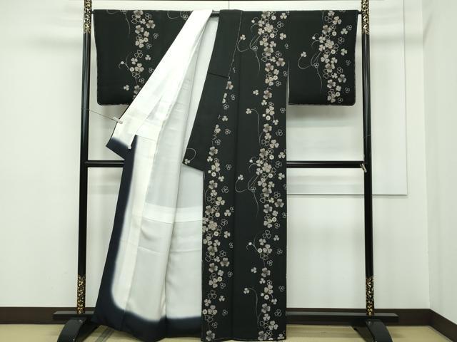 平和屋本店■極上　越後染印傳　小紋　シロツメクサ　黒地　さが美扱い　みずくに織物謹製　証紙付き　逸品　未使用　CZAA2237s5