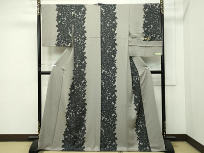 平和屋本店■極上　キモノデザイナー　斉藤上太郎　訪問着　草花文　反端付き　逸品　CZAA2240s5