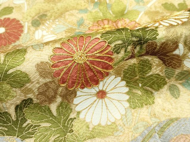 平和屋本店●極上 訪問着 駒刺繍 道長草花文 金彩 紫黒色地 逸品 CZAA2243s5