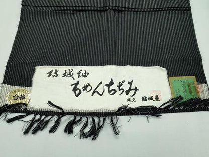 平和屋本店▽極上 男性 結城紬 もめんちぢみ 単衣 結城屋謹製 証紙付き 逸品 CZAA2245s5