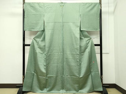 平和屋本店■最高級　久保田一竹　幻の辻が花　小紋　草花文　金通し地　山葵色地　やまと金ラベル　逸品　未使用　CZAA2246s5