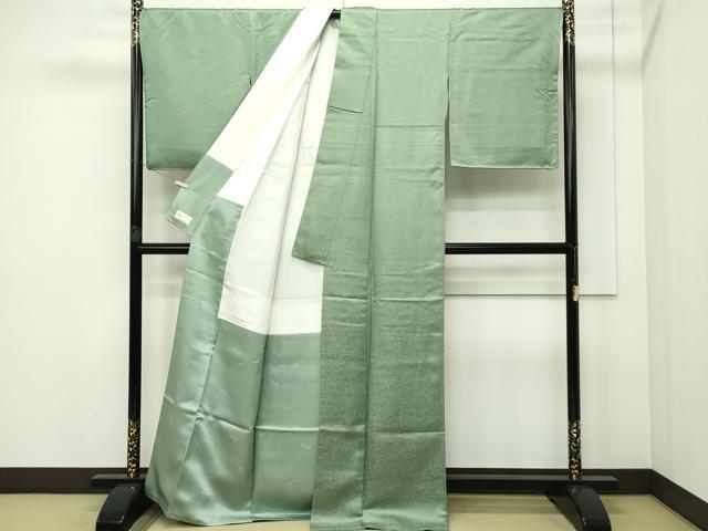 平和屋本店■最高級　久保田一竹　幻の辻が花　小紋　草花文　金通し地　山葵色地　やまと金ラベル　逸品　未使用　CZAA2246s5