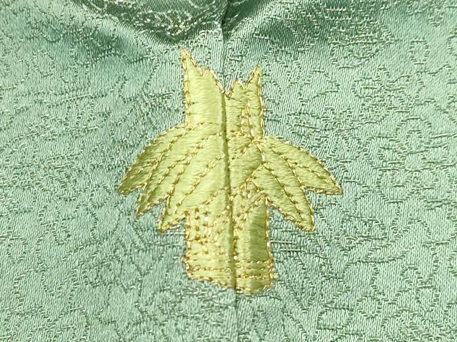 平和屋本店■最高級　久保田一竹　幻の辻が花　小紋　草花文　金通し地　山葵色地　やまと金ラベル　逸品　未使用　CZAA2246s5