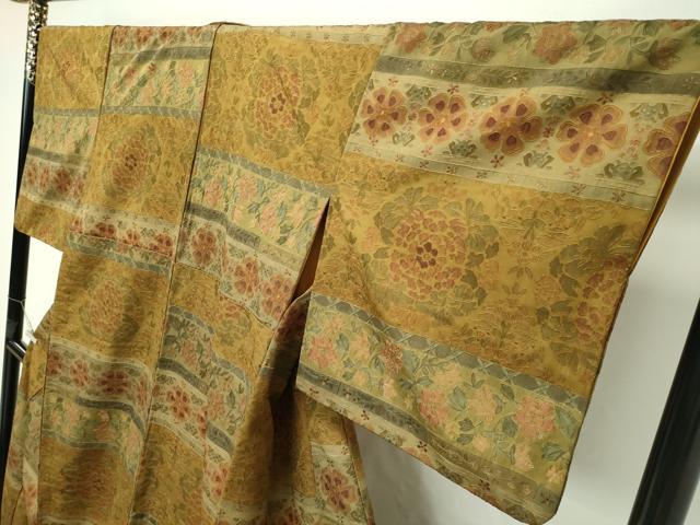 平和屋本店●極上 小紋 総刺繍 スワトウ刺繍 草花横段文 逸品 CZAA2250s5