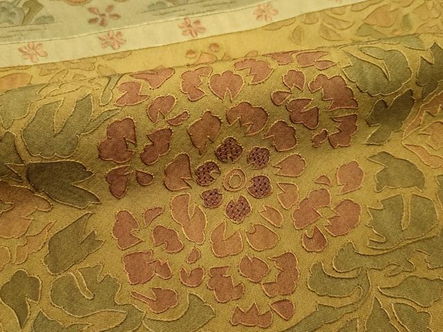 平和屋本店●極上 小紋 総刺繍 スワトウ刺繍 草花横段文 逸品 CZAA2250s5