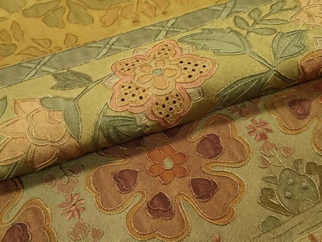 平和屋本店●極上 小紋 総刺繍 スワトウ刺繍 草花横段文 逸品 CZAA2250s5