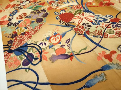 平和屋本店■極上　アンティーク　大正ロマン　振袖・長襦袢セット　駒刺繍　吉祥草花文　暈し染め　金彩　逸品　CZAA2271s5