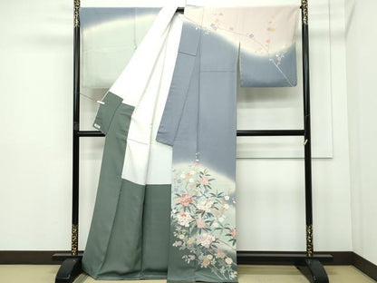 平和屋本店●極上　十日町　加賀草木友禅の第一人者　田村哲彦　訪問着　花鳥文　暈し染め　逸品　CZAA4753s6