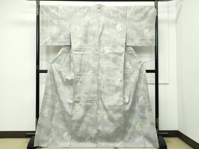 平和屋本店□極上 本場結城紬 重要無形文化財 地機 100亀甲 縞