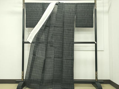 平和屋本店＊極上 夏物 紗紬・長襦袢セット 格子柄 やまと誂製 半衿刺繍 逸品 CZAA2297s5