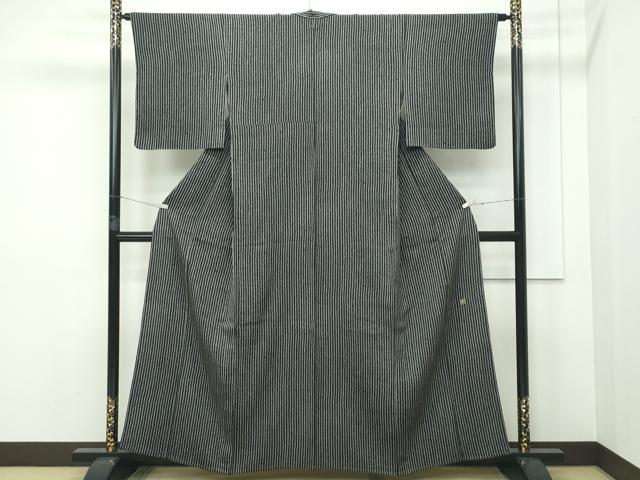平和屋本店▽極上 池田重子コレクション 小紋 単衣 鹿の子間道 黒地 逸品 未使用 CZAA2299s5