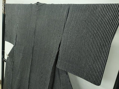 平和屋本店▽極上 池田重子コレクション 小紋 単衣 鹿の子間道 黒地 逸品 未使用 CZAA2299s5