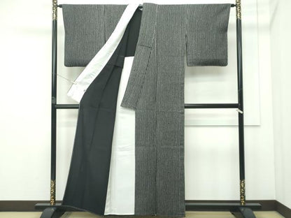 平和屋本店▽極上 池田重子コレクション 小紋 単衣 鹿の子間道 黒地 逸品 未使用 CZAA2299s5