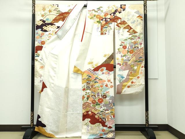 期間限定セール20％off●最高級 創業460年・千總 振袖・長襦袢セット 誰が袖好み 駒刺繍 鴛鴦 金彩 高島屋扱い たとう紙付き CZAA2304s5
