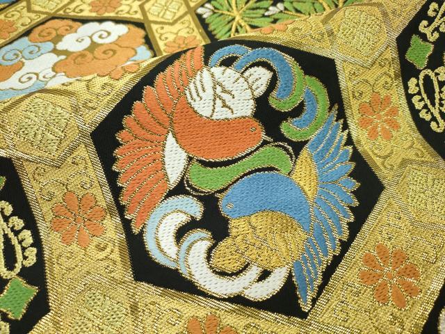 平和屋本店●極上 西陣 川島織物 六通柄 本袋帯 唐織 亀甲鳳凰草花文 金糸 逸品 CZAA2671s5