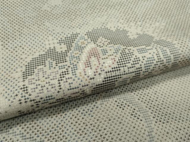 刺繍 縮緬 裄69.5 夢華結び ガード加工 一つ紋 付下げ 正絹 T