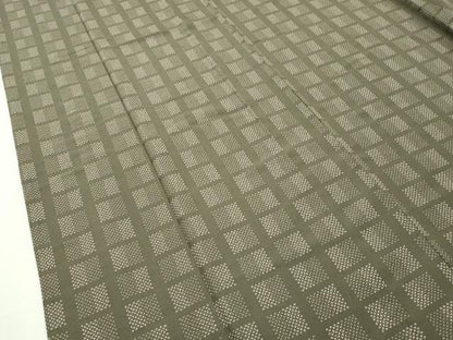 平和屋本店▽極上 洗える最高級着物 ＜英＞はなぶさ謹製 小紋 単衣 格子柄 媚茶色地 逸品 CZAA2320s5