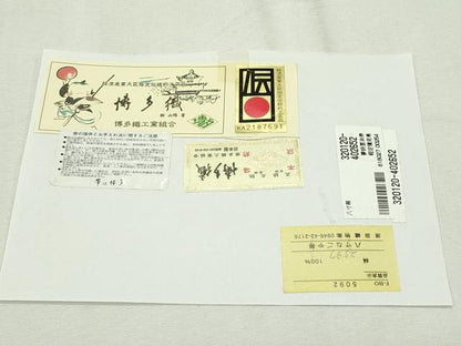 平和屋本店●極上 本場筑前博多織 博多金ラベル 八寸名古屋帯 献上柄 黒地 原田織物謹製 逸品 未使用 CZAA2335s5