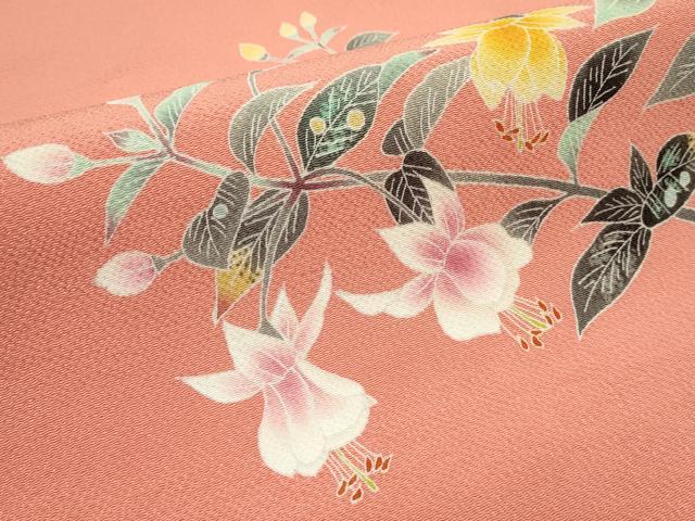 平和屋本店●極上 人間国宝・羽田登喜男 九寸名古屋帯 草花文 鬼しぼ縮緬 鉛丹色地 逸品 未使用 CZAA2337s5