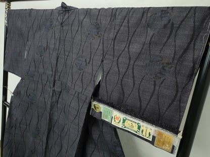 平和屋本店■極上　本場結城紬　重要無形文化財　奥順　100亀甲　立涌風景文　証紙付き　逸品　未使用　CZAA2346s5