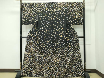 平和屋本店■極上　訪問着　駒刺繍　宝尽くし　黒地　金彩　逸品　CZAA2356s5