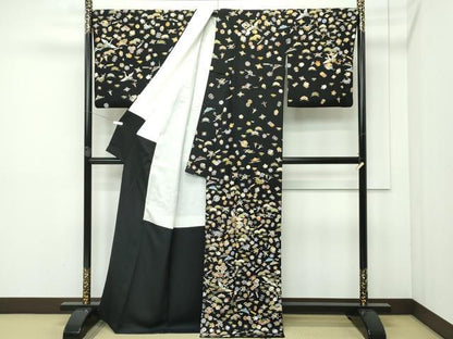 平和屋本店■極上　訪問着　駒刺繍　宝尽くし　黒地　金彩　逸品　CZAA2356s5