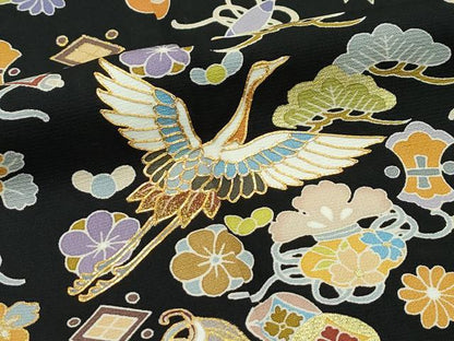 平和屋本店■極上　訪問着　駒刺繍　宝尽くし　黒地　金彩　逸品　CZAA2356s5