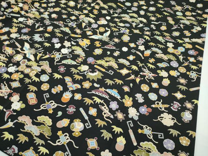 平和屋本店■極上　訪問着　駒刺繍　宝尽くし　黒地　金彩　逸品　CZAA2356s5