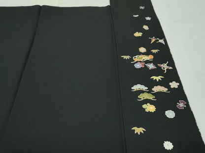 平和屋本店■極上　訪問着　駒刺繍　宝尽くし　黒地　金彩　逸品　CZAA2356s5