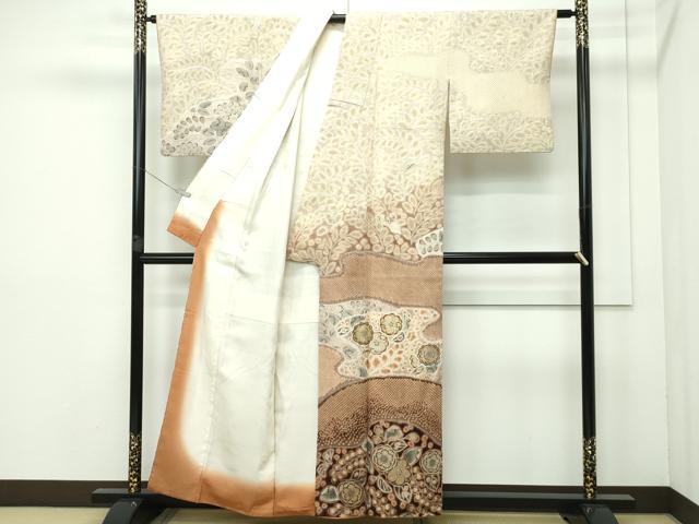 平和屋本店□極上 十七代京屋林蔵 訪問着 本場結城紬地 辻が花