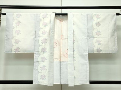 平和屋本店●極上 本場大島紬 白大島 アンサンブル 薔薇 逸品 未使用 CZAA2360s5