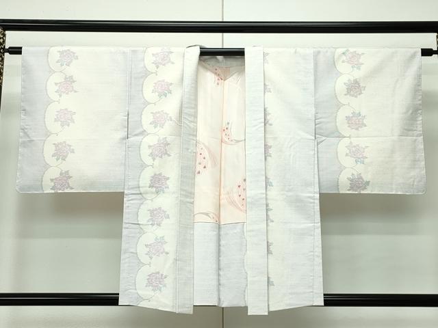 平和屋本店●極上 本場大島紬 白大島 アンサンブル 薔薇 逸品 未使用 CZAA2360s5
