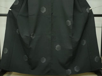 平和屋本店▽極上 本塩沢 単衣 110亀甲 雪輪重ね文様 黒地 逸品 CZAA2366s5