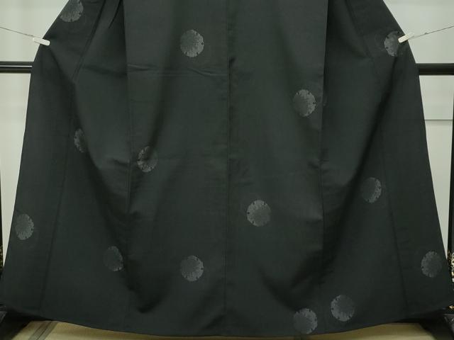 平和屋本店▽極上 本塩沢 単衣 110亀甲 雪輪重ね文様 黒地 逸品 CZAA2366s5