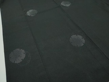 平和屋本店▽極上 本塩沢 単衣 110亀甲 雪輪重ね文様 黒地 逸品 CZAA2366s5