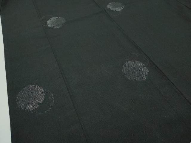 平和屋本店▽極上 本塩沢 単衣 110亀甲 雪輪重ね文様 黒地 逸品 CZAA2366s5