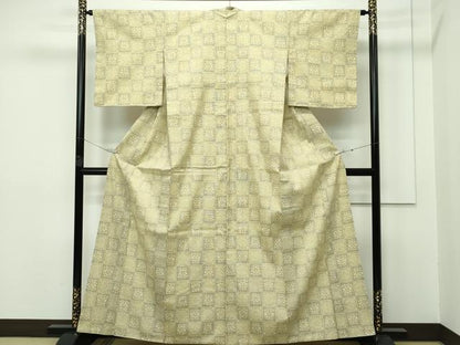 平和屋本店●極上　本場結城紬　重要無形文化財　160亀甲　市松花丸文　逸品　CZAA2368s5
