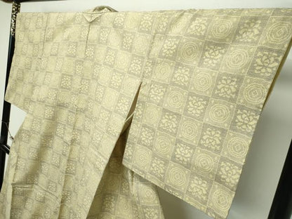 平和屋本店●極上　本場結城紬　重要無形文化財　160亀甲　市松花丸文　逸品　CZAA2368s5