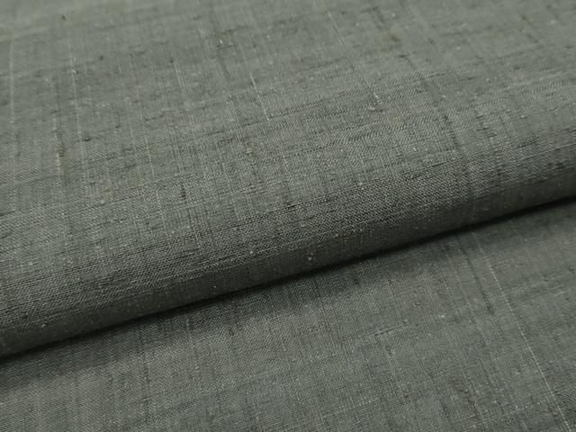 平和屋本店■超希少 日本工芸会正会員 秋山眞和 綾の手紬 手織 本藍染 反物 草木染 色無地 海松茶色 証紙付 着尺 逸品 未使用 CZAA2375s5