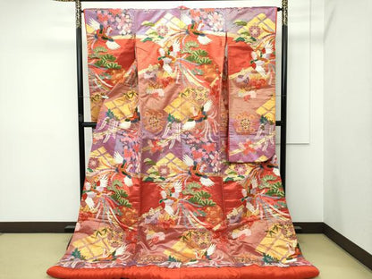 平和屋本店■極上 ブライダルファッションデザイナー・桂由美 色打掛 和装 婚礼 結婚式 花嫁 神社挙式 正倉院飛鶴文 金銀糸 逸品CZAA2380s5